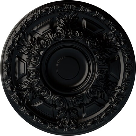 Ekena Millwork Granada Ceiling Medallion (Fits Canopies up to 7 1/8"), Hand-Painted Jet Black, 23 1/2"OD x 2 3/4"P CM24GABLF